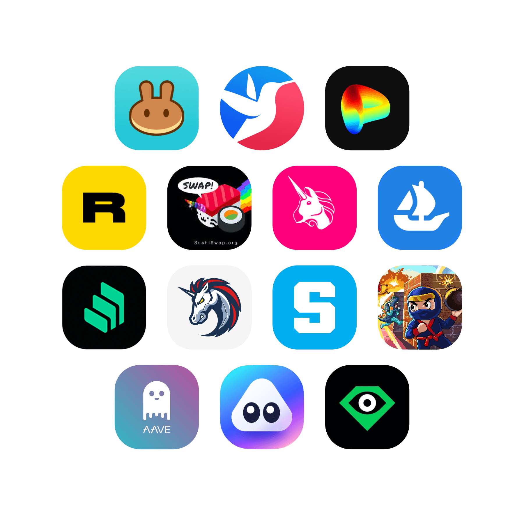 The Wealth Compass mobile mockup shows list of dapps you can interact within the wallet